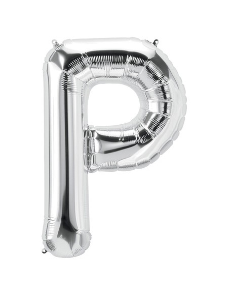 Palloncino Mylar Lettera P Argento Mega 40" - 101cm - 1pz | G3S Party