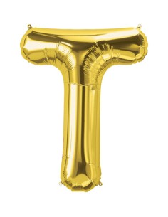 Palloncino Mylar Lettera T Oro Mega 40" - 101cm - 1pz | G3S Party