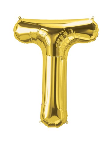 Palloncino Mylar Lettera T Oro Mega 40" - 101cm - 1pz | G3S Party