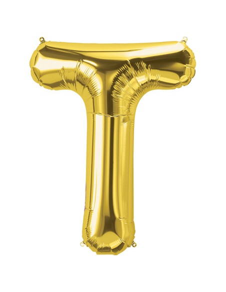 Palloncino Mylar Lettera T Oro Mega 40" - 101cm - 1pz | G3S Party