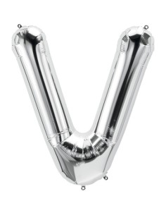 Palloncino Mylar Lettera V Argento Mega 40" - 101cm - 1pz | G3S Party