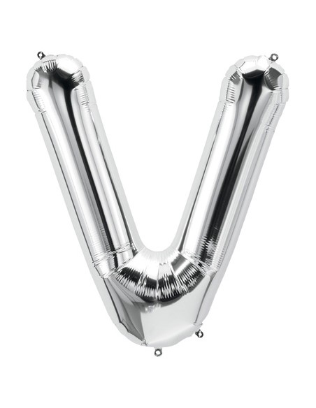 Palloncino Mylar Lettera V Argento Mega 40" - 101cm - 1pz | G3S Party