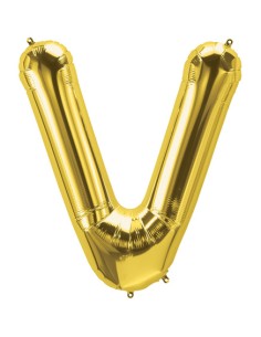 Palloncino Mylar Lettera V Oro Mega 40" - 101cm - 1pz | G3S Party