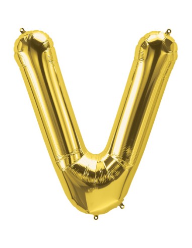 Palloncino Mylar Lettera V Oro Mega 40" - 101cm - 1pz | G3S Party