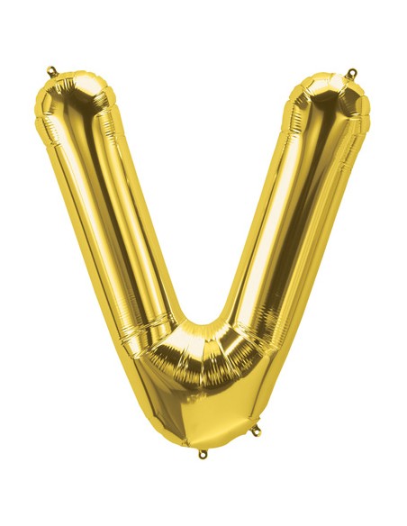 Palloncino Mylar Lettera V Oro Mega 40" - 101cm - 1pz | G3S Party
