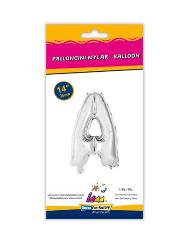 Palloncino Mylar Lettera A Argento Mini 14" - 35cm con valvola - 1pz | G3S Party
