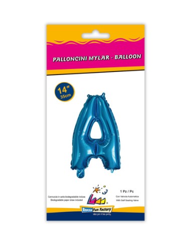Palloncino Mylar Lettera A Blu Mini 14" - 35cm con valvola - 1pz | G3S Party