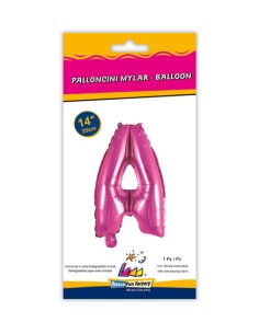Palloncino Mylar Lettera A Fuxia Mini 14" - 35cm con valvola - 1pz | G3S Party