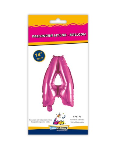 Palloncino Mylar Lettera A Fuxia Mini 14" - 35cm con valvola - 1pz | G3S Party
