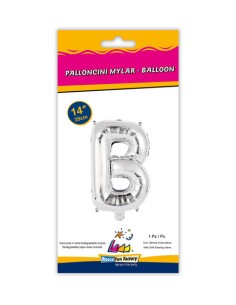 Palloncino Mylar Lettera B Argento Mini 14" - 35cm con valvola - 1pz | G3S Party