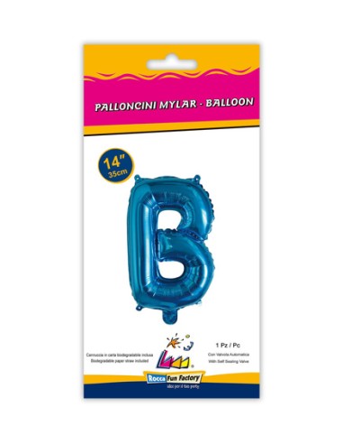 Palloncino Mylar Lettera B Blu Mini 14" - 35cm con valvola - 1pz | G3S Party
