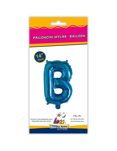 Palloncino Mylar Lettera B Blu Mini 14" - 35cm con valvola - 1pz | G3S Party