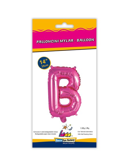 Palloncino Mylar Lettera B Fuxia Mini 14" - 35cm con valvola - 1pz | G3S Party