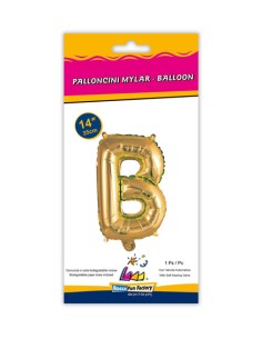 Palloncino Mylar Lettera B Oro Mini 14" - 35cm con valvola - 1pz | G3S Party