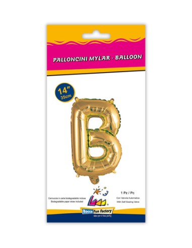 Palloncino Mylar Lettera B Oro Mini 14" - 35cm con valvola - 1pz | G3S Party