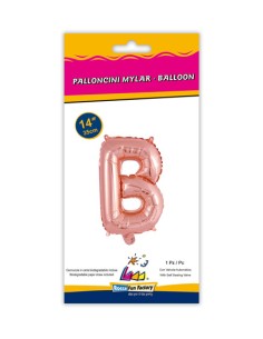 Palloncino Mylar Lettera B Rosa Gold Mini 14" - 35cm con valvola - 1pz | G3S Party