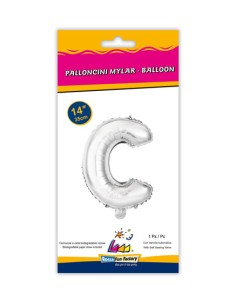 Palloncino Mylar Lettera C Argento Mini 14" - 35cm con valvola - 1pz | G3S Party