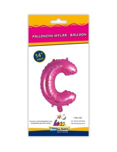 Palloncino Mylar Lettera C Fuxia Mini 14" - 35cm con valvola - 1pz | G3S Party