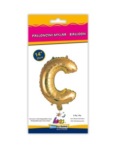 Palloncino Mylar Lettera C Oro Mini 14" - 35cm con valvola - 1pz | G3S Party