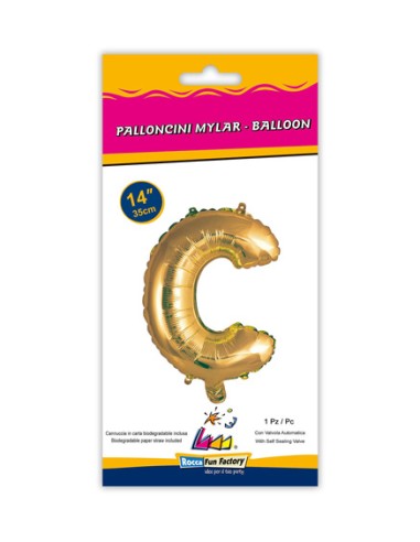 Palloncino Mylar Lettera C Oro Mini 14" - 35cm con valvola - 1pz | G3S Party