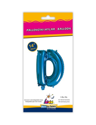 Palloncino Mylar Lettera D Blu Mini 14" - 35cm con valvola - 1pz | G3S Party
