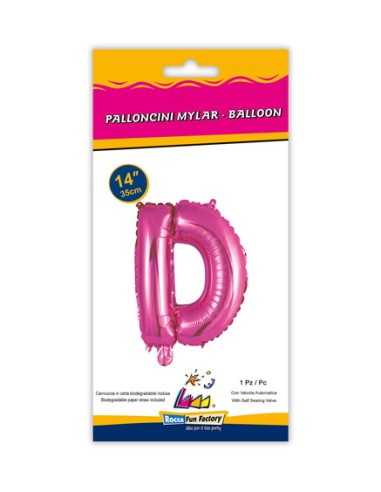 Palloncino Mylar Lettera D Fuxia Mini 14" - 35cm con valvola - 1pz | G3S Party