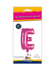 Palloncino Mylar Lettera E Fuxia Mini 14" - 35cm con valvola - 1pz | G3S Party