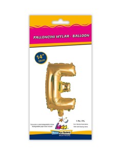 Palloncino Mylar Lettera E Oro Mini 14" - 35cm con valvola - 1pz | G3S Party