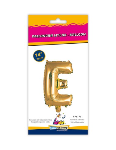 Palloncino Mylar Lettera E Oro Mini 14" - 35cm con valvola - 1pz | G3S Party