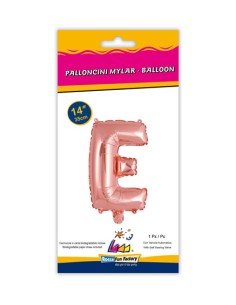 Palloncino Mylar Lettera E Rosa Gold Mini 14" - 35cm con valvola - 1pz | G3S Party