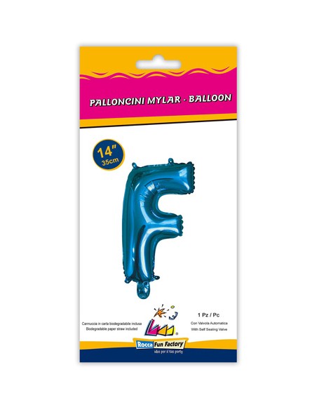 Palloncino Mylar Lettera F Blu Mini 14" - 35cm con valvola - 1pz | G3S Party