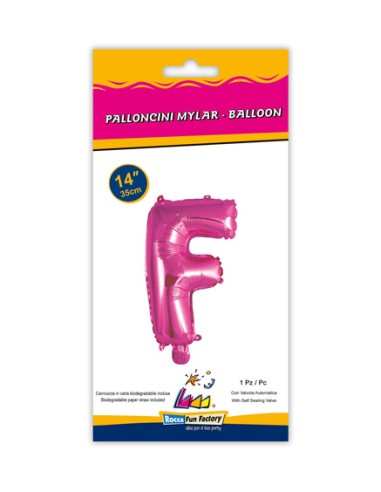 Palloncino Mylar Lettera F Fuxia Mini 14" - 35cm con valvola - 1pz | G3S Party
