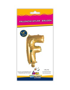 Palloncino Mylar Lettera F Oro Mini 14" - 35cm con valvola - 1pz | G3S Party