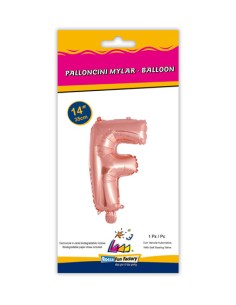 Palloncino Mylar Lettera F Rosa Gold Mini 14" - 35cm con valvola - 1pz | G3S Party