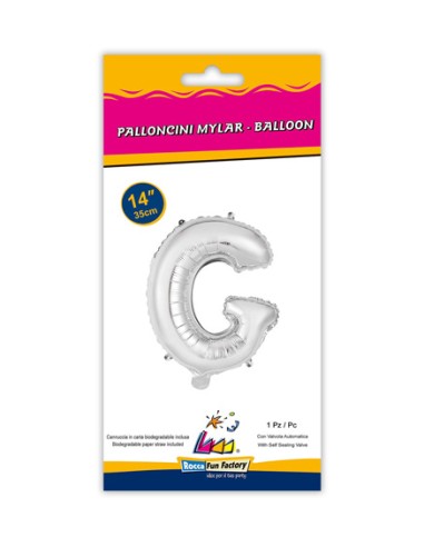 Palloncino Mylar Lettera G Argento Mini 14" - 35cm con valvola - 1pz | G3S Party