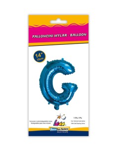 Palloncino Mylar Lettera G Blu Mini 14" - 35cm con valvola - 1pz | G3S Party