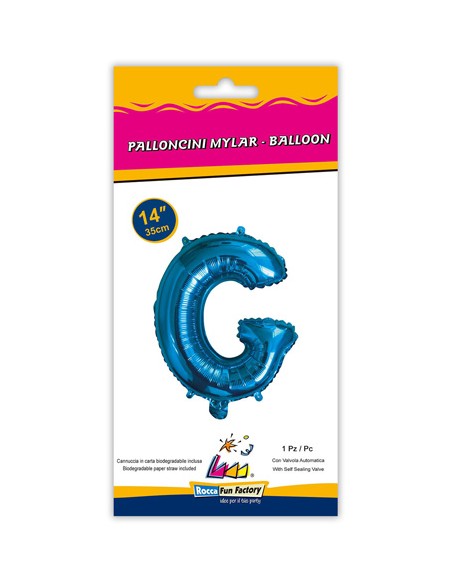 Palloncino Mylar Lettera G Blu Mini 14" - 35cm con valvola - 1pz | G3S Party