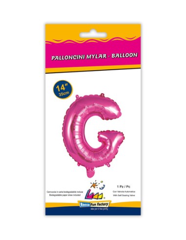 Palloncino Mylar Lettera G Fuxia Mini 14" - 35cm con valvola - 1pz | G3S Party
