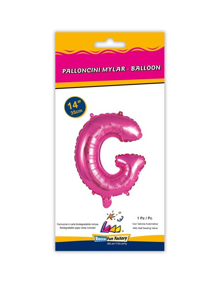 Palloncino Mylar Lettera G Fuxia Mini 14" - 35cm con valvola - 1pz | G3S Party
