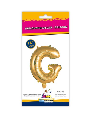 Palloncino Mylar Lettera G Oro Mini 14" - 35cm con valvola - 1pz | G3S Party