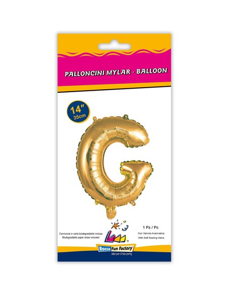 Palloncino Mylar Lettera G Oro Mini 14" - 35cm con valvola - 1pz | G3S Party