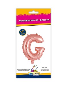 Palloncino Mylar Lettera G Rosa Gold Mini 14" - 35cm con valvola - 1pz | G3S Party