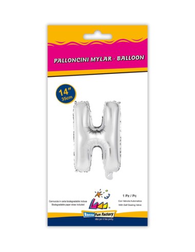 Palloncino Mylar Lettera H Argento Mini 14" - 35cm con valvola - 1pz | G3S Party