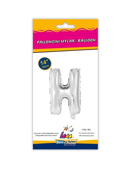 Palloncino Mylar Lettera H Argento Mini 14" - 35cm con valvola - 1pz | G3S Party