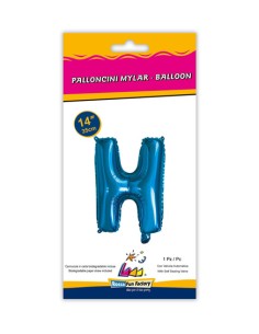 Palloncino Mylar Lettera H Blu Mini 14" - 35cm con valvola - 1pz | G3S Party