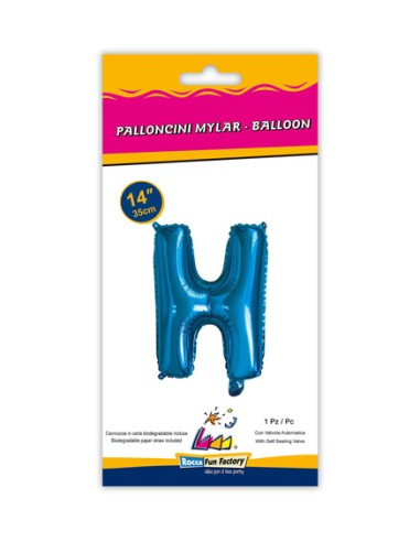 Palloncino Mylar Lettera H Blu Mini 14" - 35cm con valvola - 1pz | G3S Party