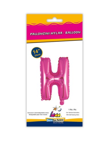 Palloncino Mylar Lettera H Fuxia Mini 14" - 35cm con valvola - 1pz | G3S Party