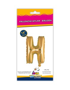 Palloncino Mylar Lettera H Oro Mini 14" - 35cm con valvola - 1pz | G3S Party