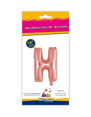 Palloncino Mylar Lettera H Rosa Gold Mini 14" - 35cm con valvola - 1pz | G3S Party