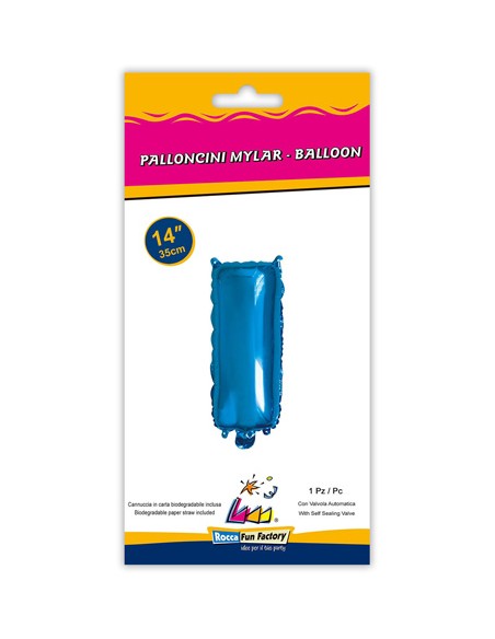 Palloncino Mylar Lettera I Blu Mini 14" - 35cm con valvola - 1pz | G3S Party